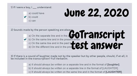 Gotranscript answers march 2023 Gotranscript - Go Transcript Test Answers 01 March 2023 | go transcript test answer 2023 | Passed! ️GoTranscript All MCQs:️New G